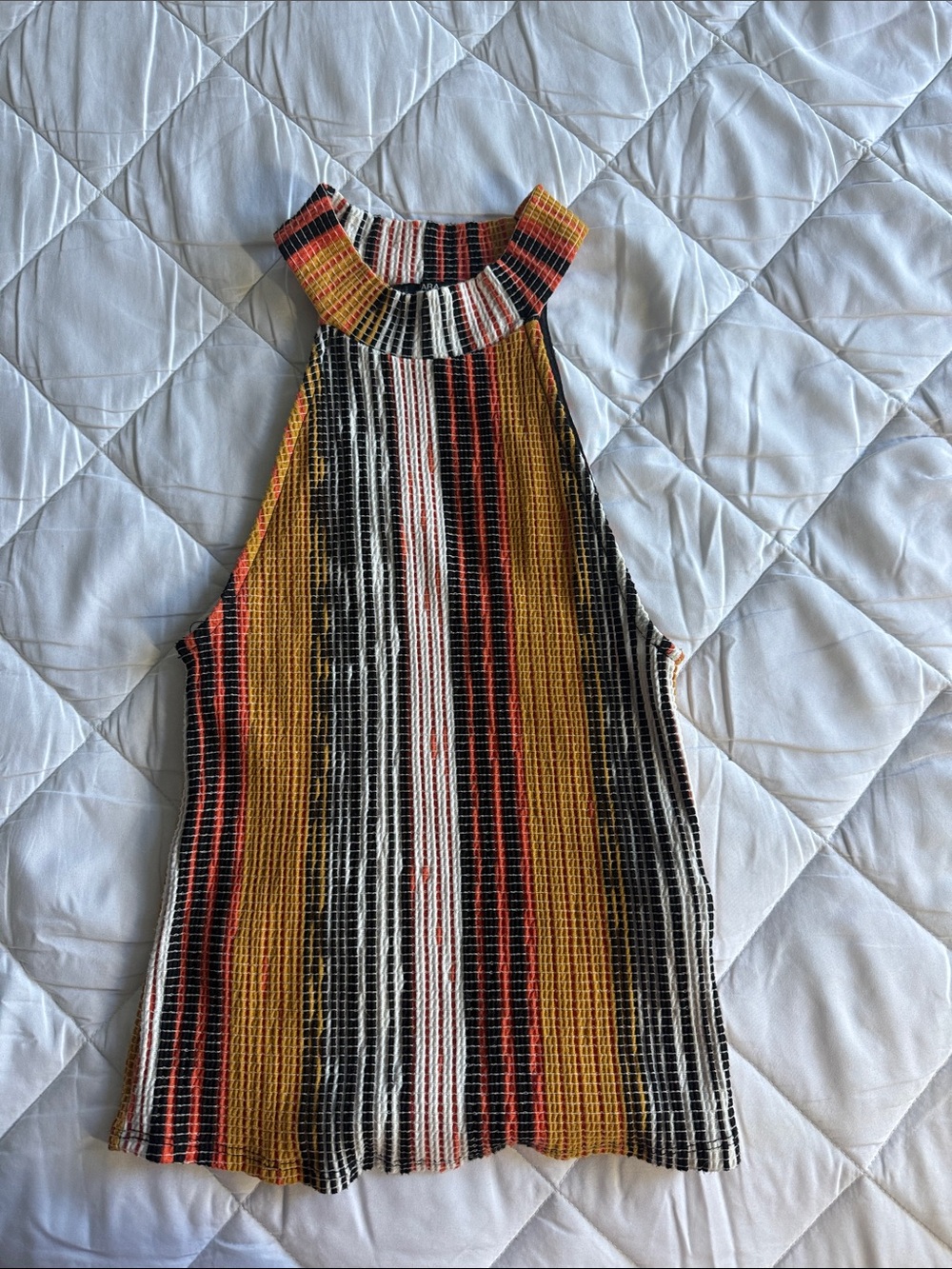 Ara Striped Knit Halter Top in Mustard, Black, Rust & Cream